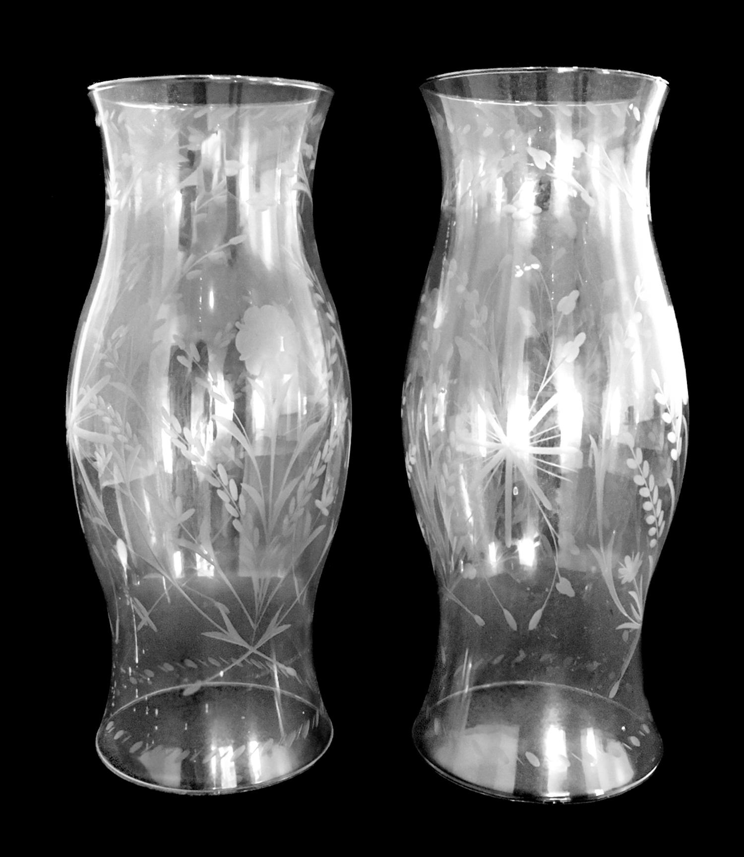 Two Cut-Glass Hurricane Shades Height 14 1/2 inches. — 20TH CENTURY