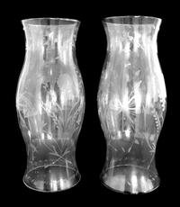 Two Cut-Glass Hurricane Shades Height 14 1/2 inches. — 20TH CENTURY