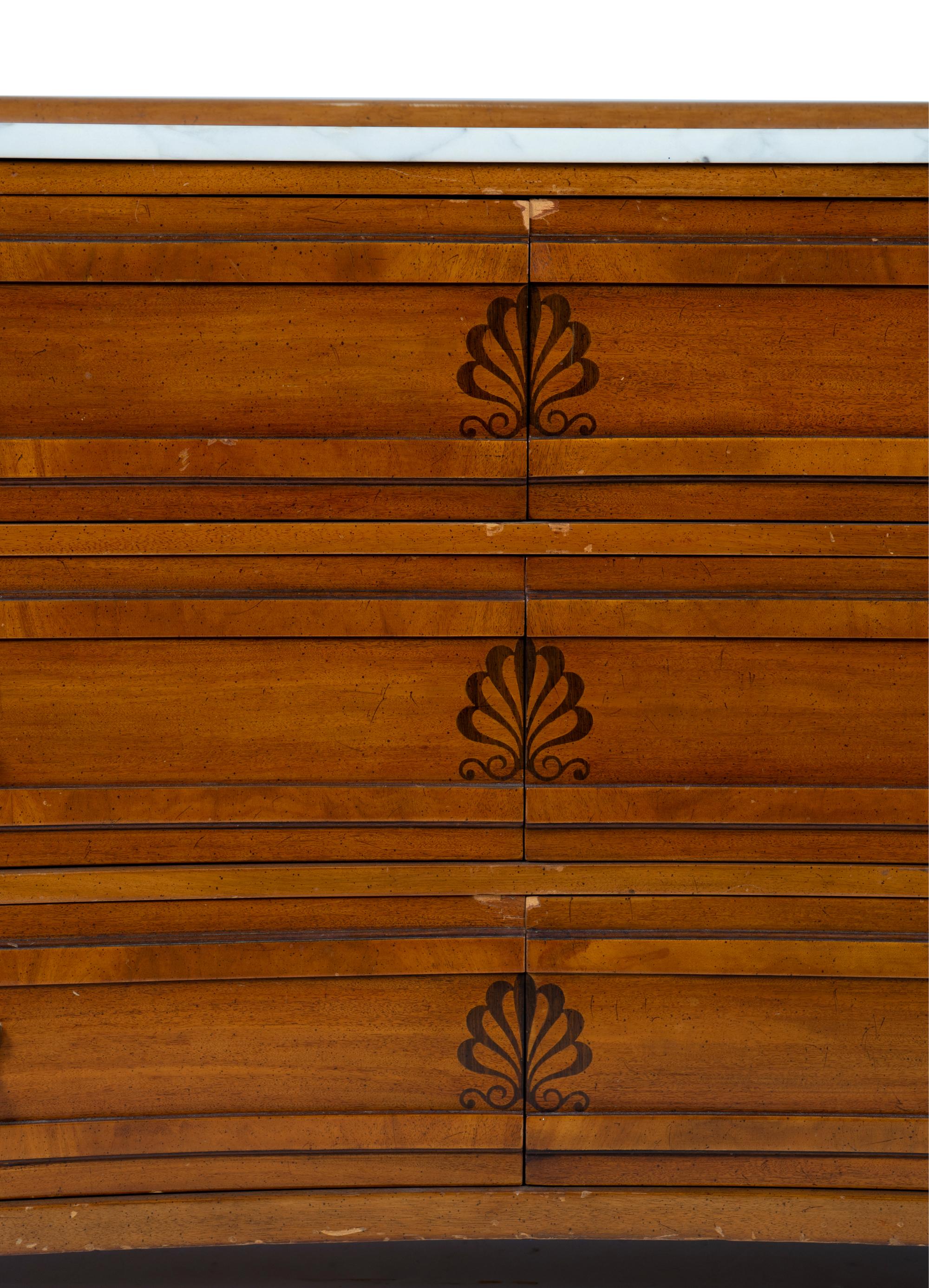 A Directoire Style White Marble Top Mahogany Dresser — 20TH CENTURY
