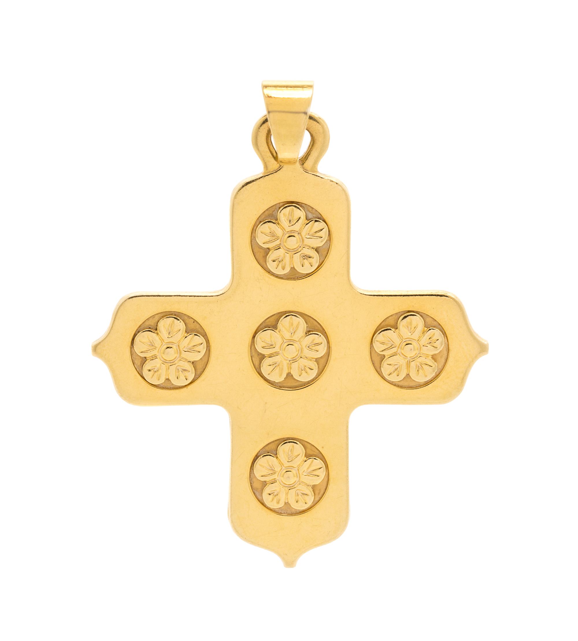 A 14 Karat Yellow Gold Cross Pendant, 6.90 dwts.