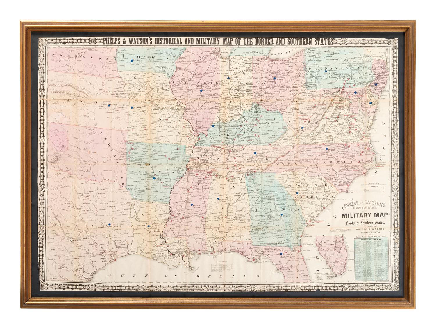 [CIVIL WAR]. PHELPS & WATSON, publishers. Phelps & Watson's Historical and Military Map of the Border & Southern States.