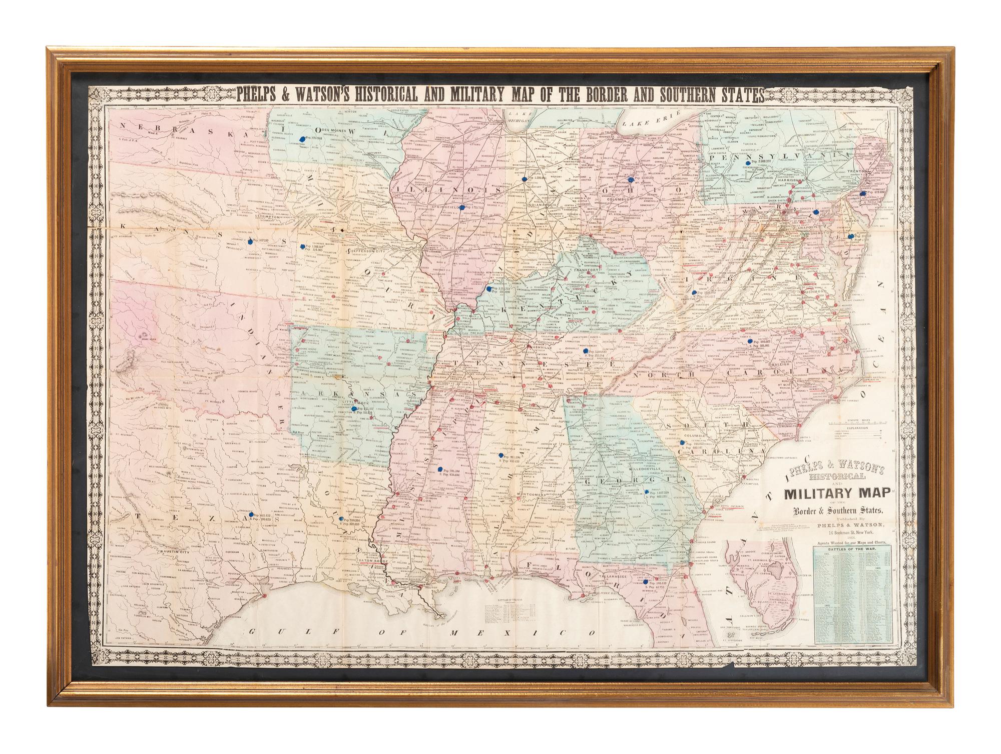 [CIVIL WAR]. PHELPS & WATSON, publishers. Phelps & Watson's Historical and Military Map of the Border & Southern States.