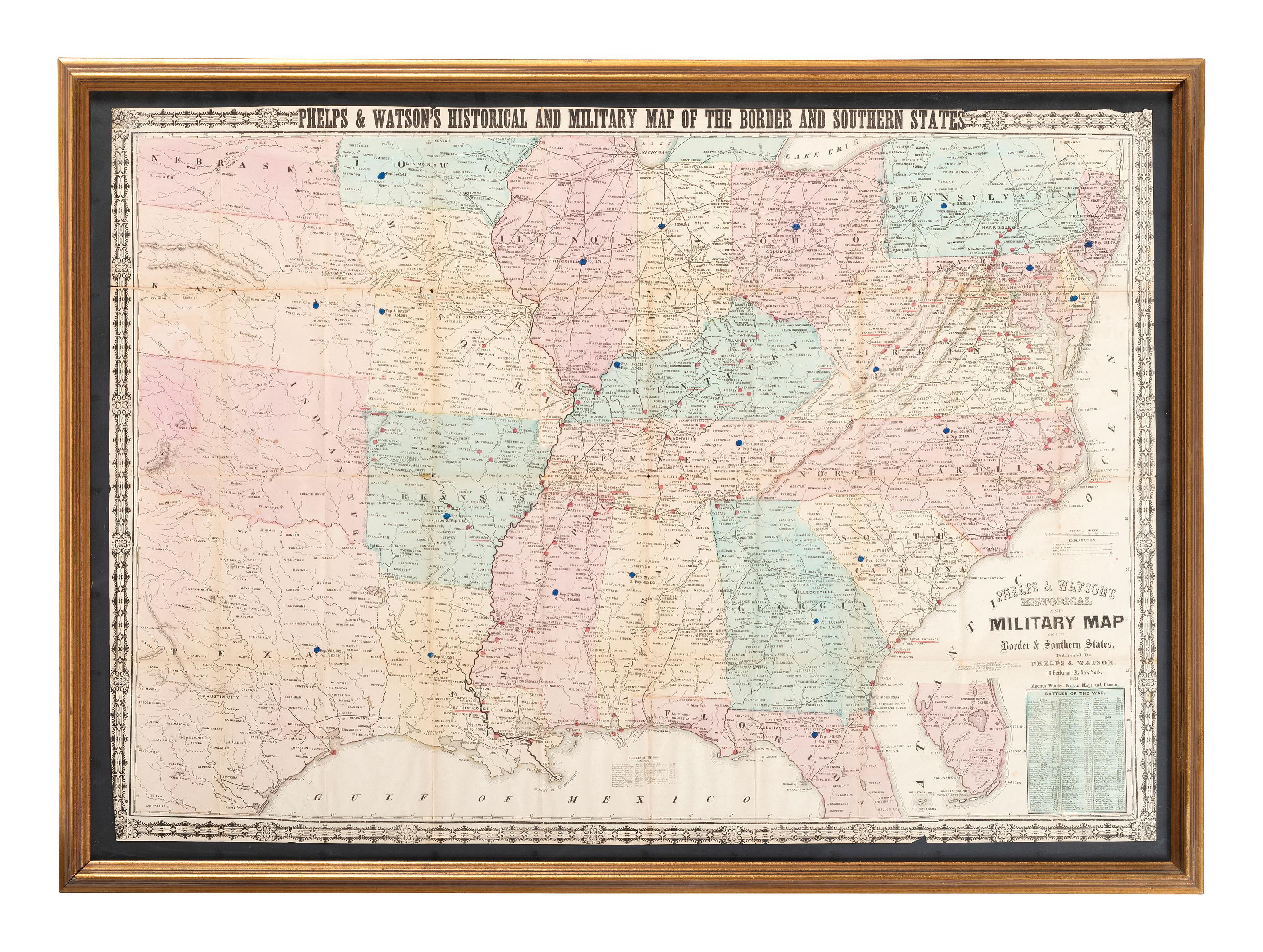 [CIVIL WAR]. PHELPS & WATSON, publishers. Phelps & Watson's Historical and Military Map of the Border & Southern States.