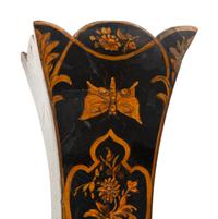 A Pair of Parcel Gilt and Black Japanned Wood Vases