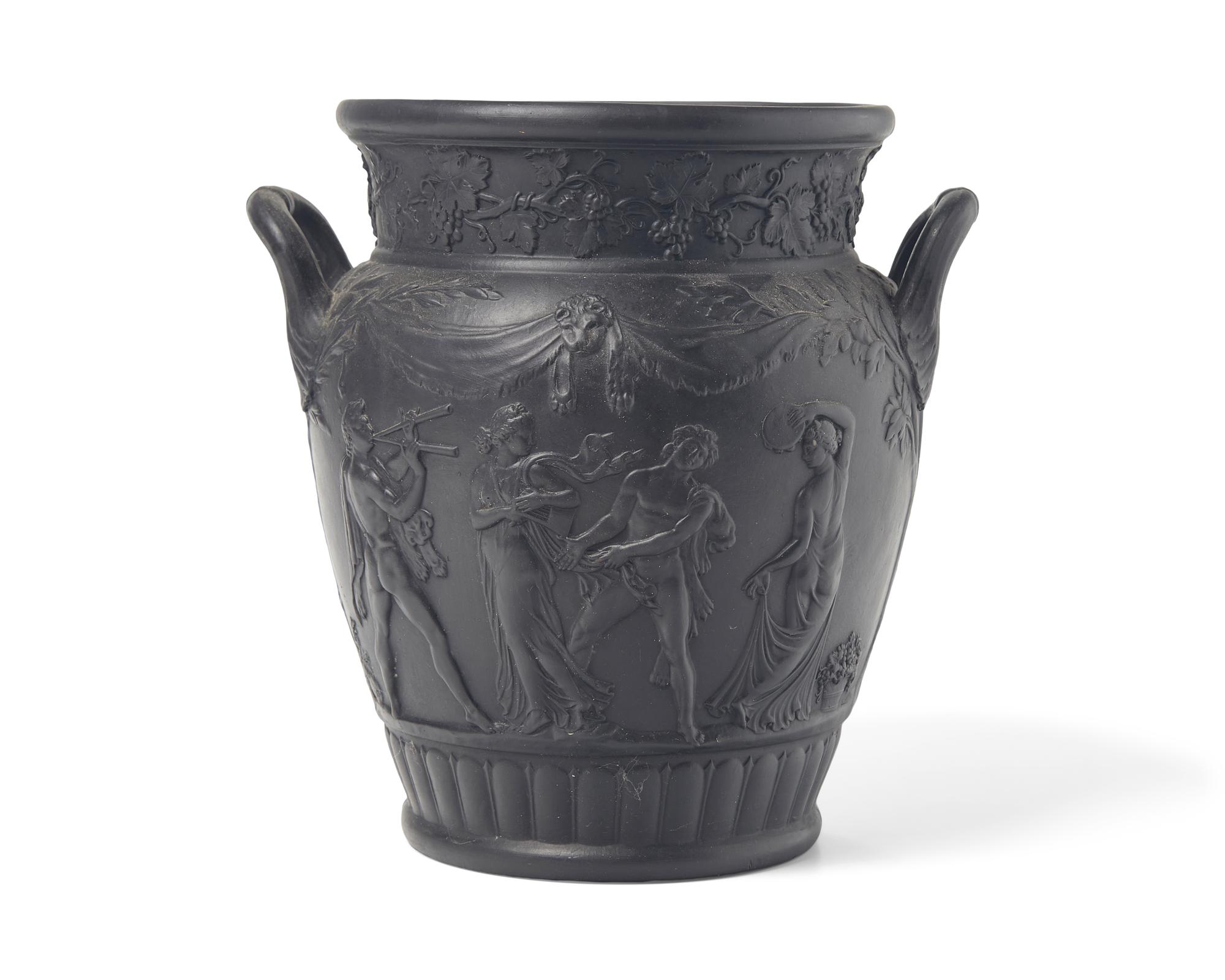 A Wedgwood Black Basalt Twin-Handled Urn