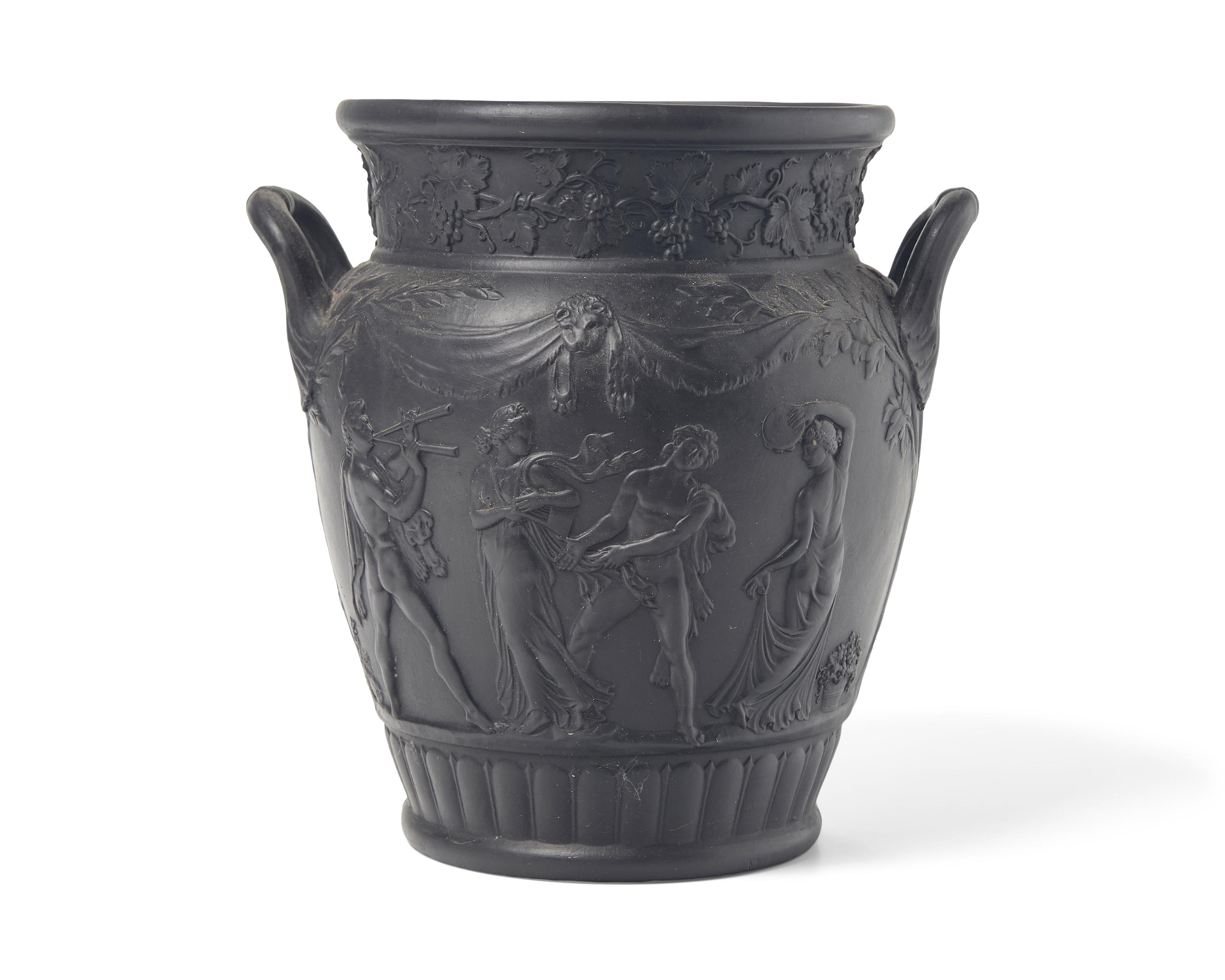 A Wedgwood Black Basalt Twin-Handled Urn