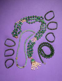 A Group of Chinese Green Hardstone Jewelry
