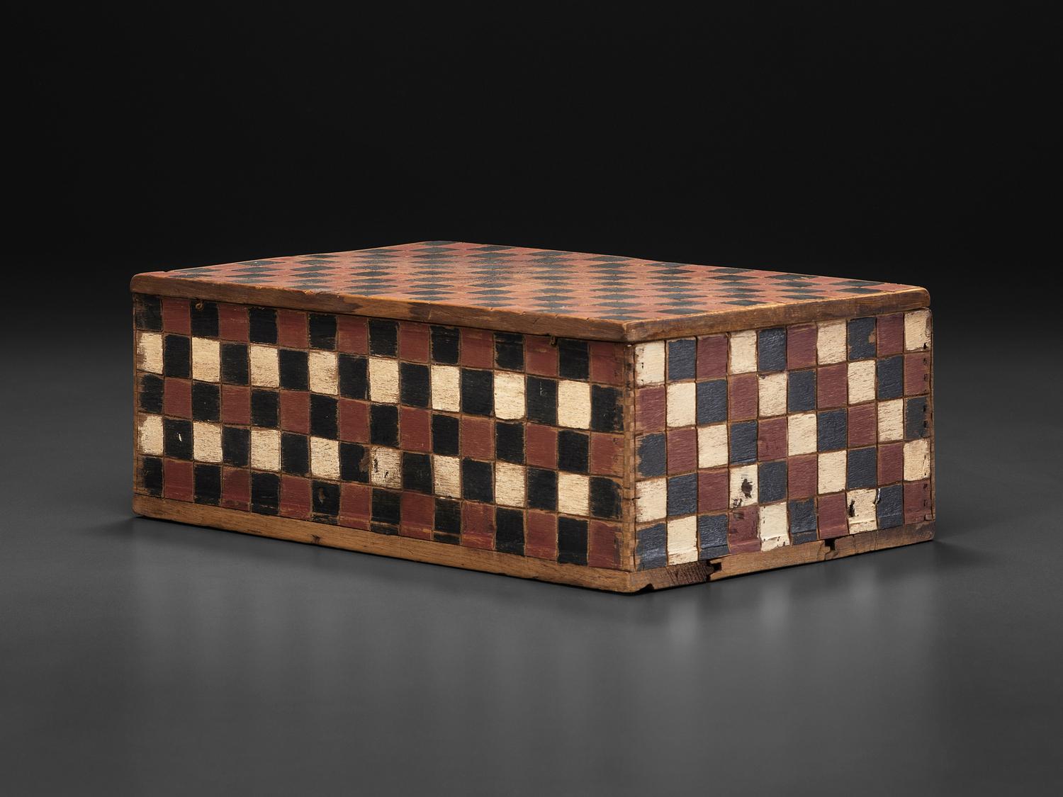 A Folk Art Paint Decorated Pine Box