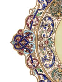 A Continental Onyx and Champlevé Plate
