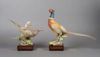 A Pair of Royal Worcester Birds, Ringed Neck Pheasant, Height 13 inches.