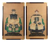 A Pair of Chinese Silk Paintings of Court Figures