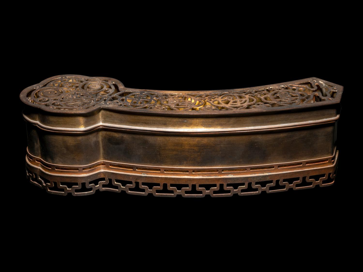 A Copper Ruyi Scepter Form Incense Burner