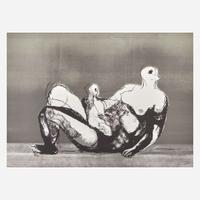 Henry Moore (British, 1898-1986) Reclining Mother and Child with Grey Background