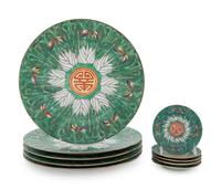 A Partial Set of Chinese Export 'Cabbage Leaf' Pattern Dinner-Service