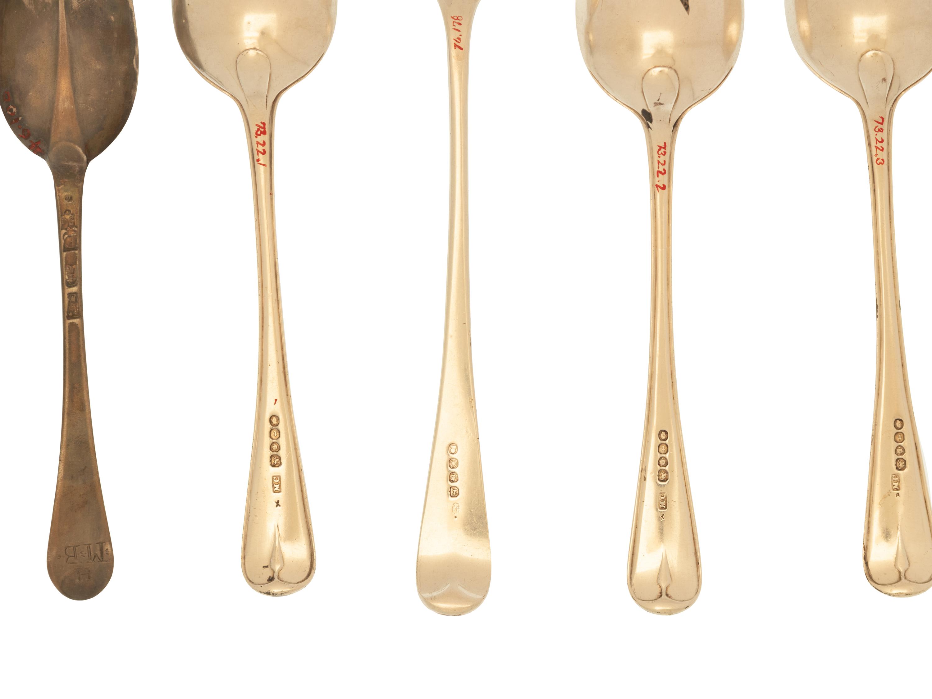 Nine English Silver Flatware Articles