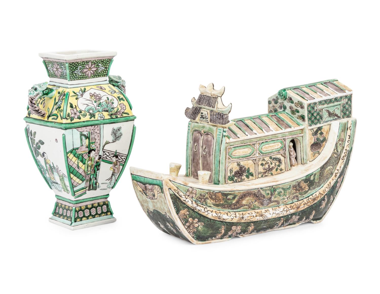Two Chinese Famille Verte Porcelain Articles