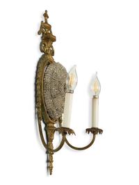 A French Glass Beaded Gilt Metal Two-Light Wall Light