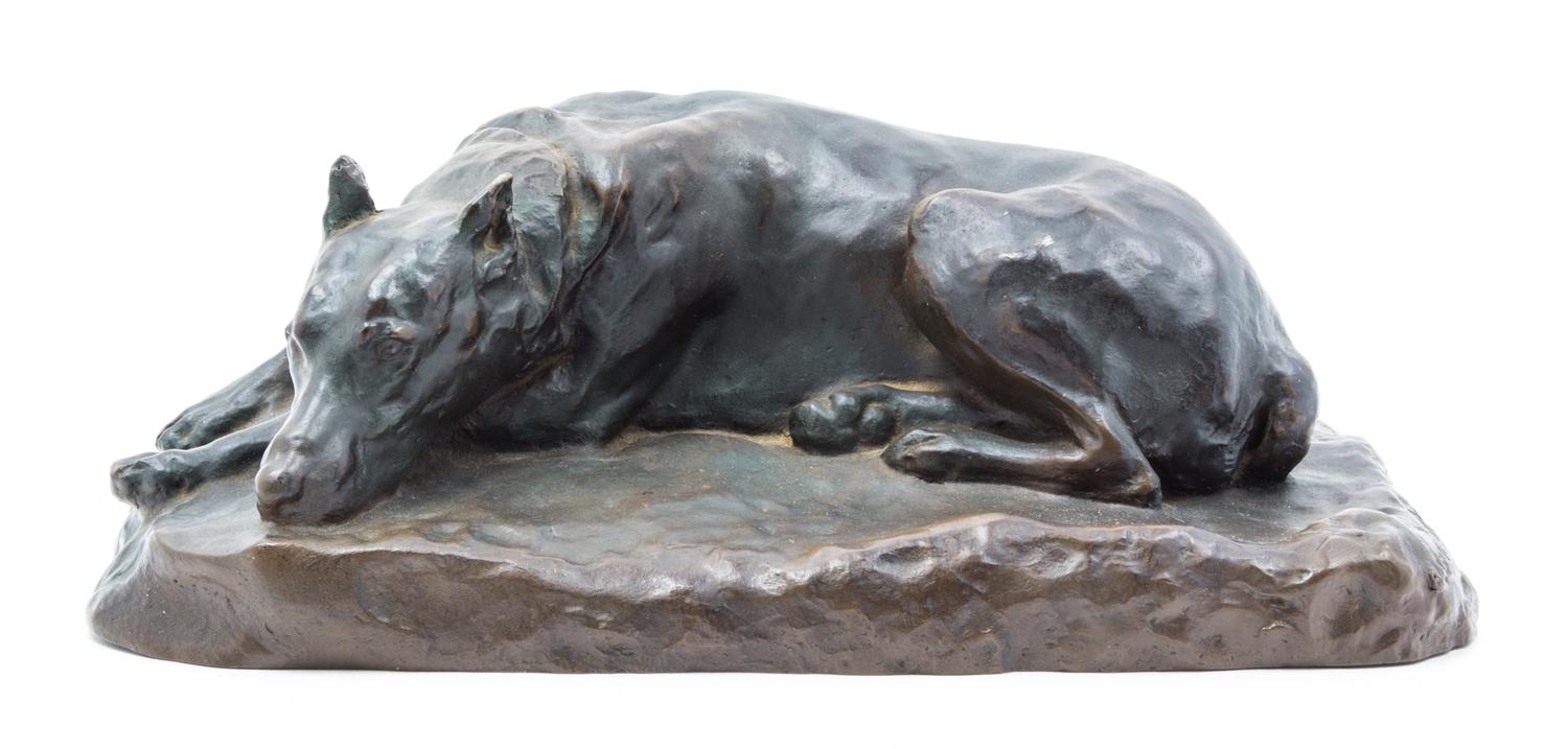 A Bronzed Resin Model of a Pinscher Width 12 inches. — After Bashka Paeff (American, 1894-1979)