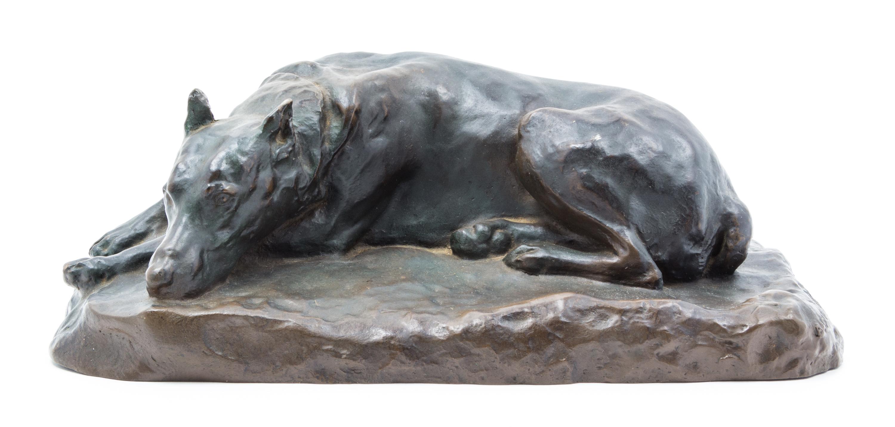 A Bronzed Resin Model of a Pinscher Width 12 inches. — After Bashka Paeff (American, 1894-1979)