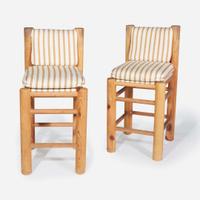 Contemporary A Pair of Upholstered High Stools, circa 1980