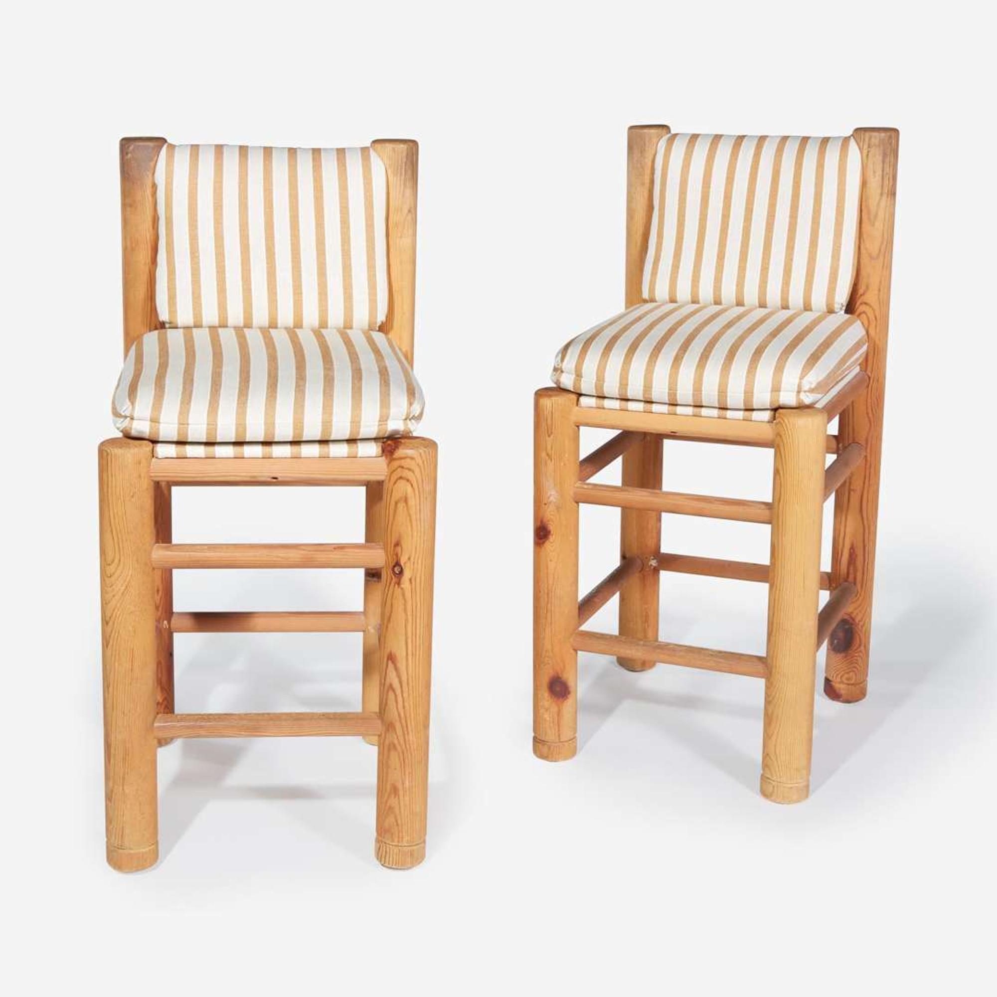 Contemporary A Pair of Upholstered High Stools, circa 1980