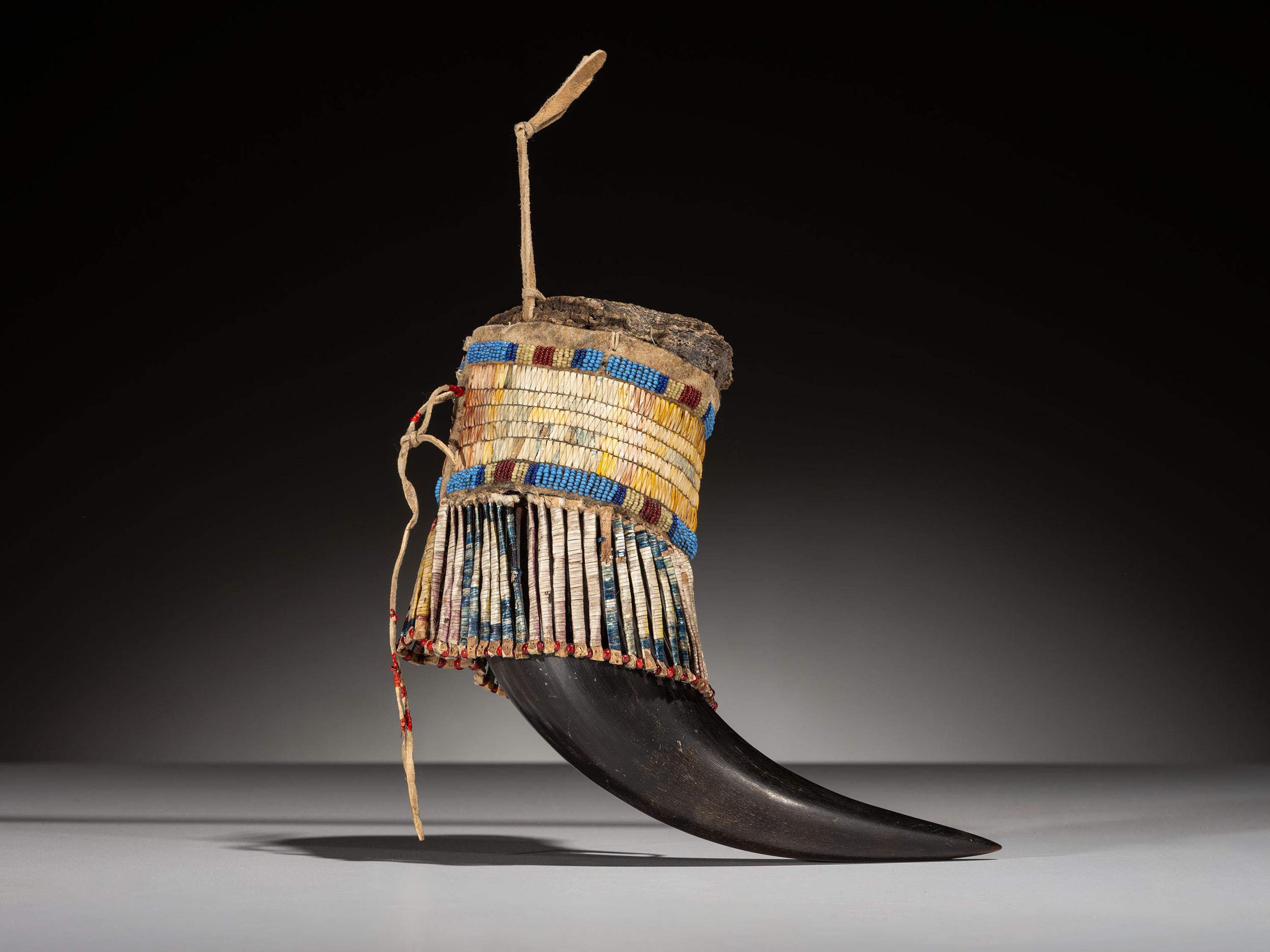 Sioux Quilled and Beaded Buffalo Horn Cup, Published