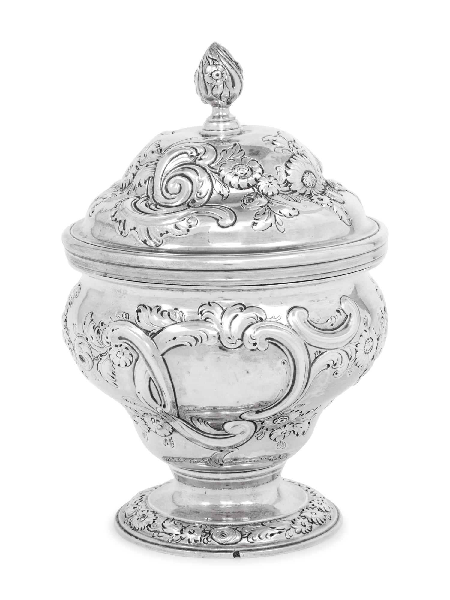 A George III Silvered Covered Jar