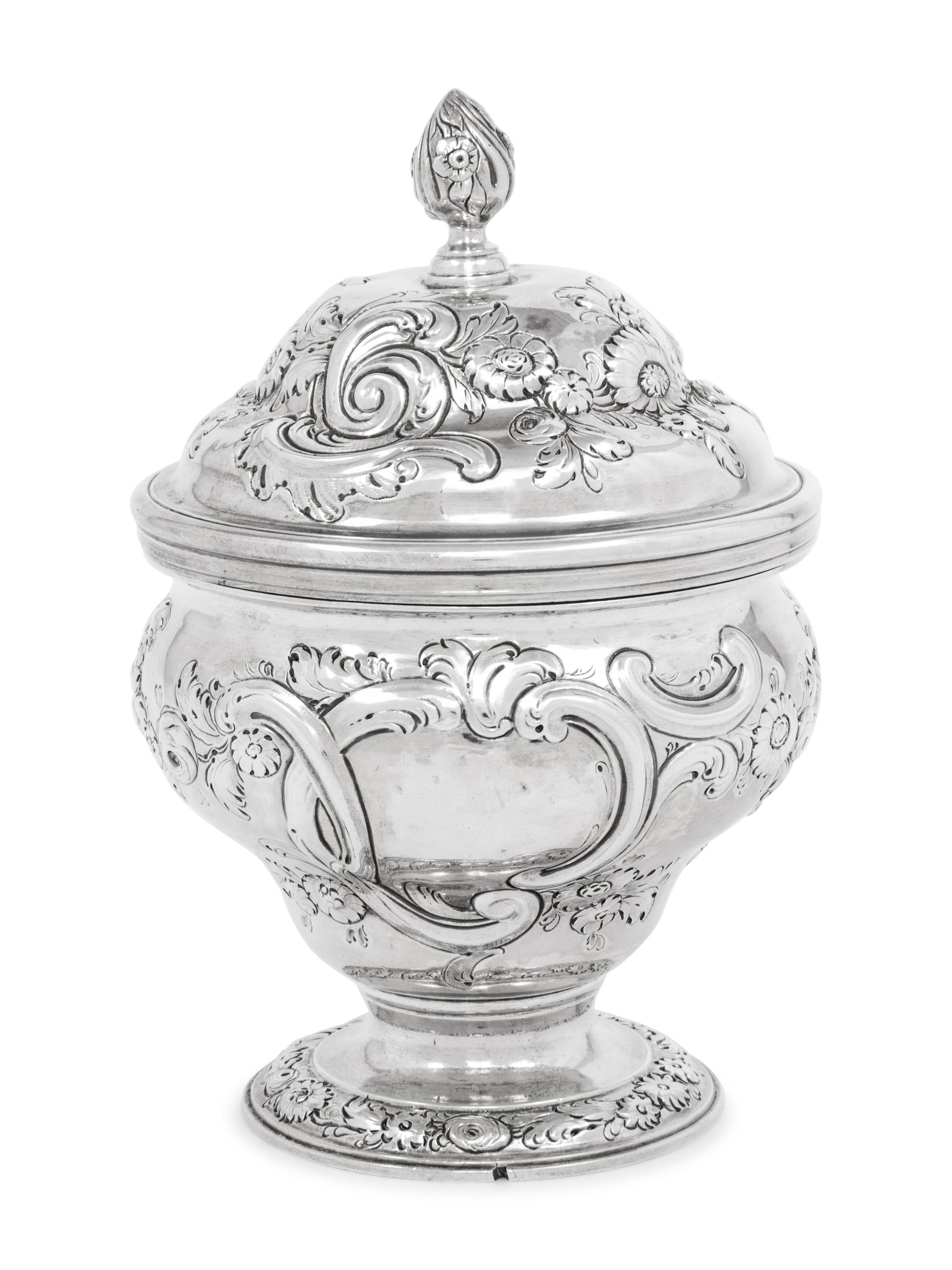 A George III Silvered Covered Jar