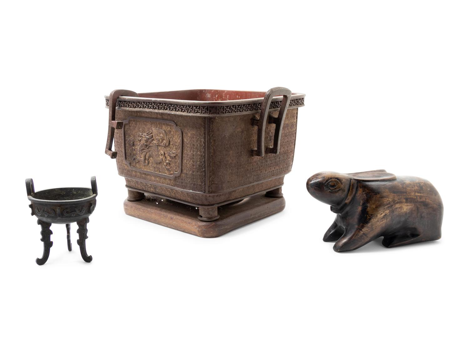 Three Chinese and Japanese Bronze Articles