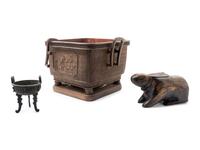 Three Chinese and Japanese Bronze Articles