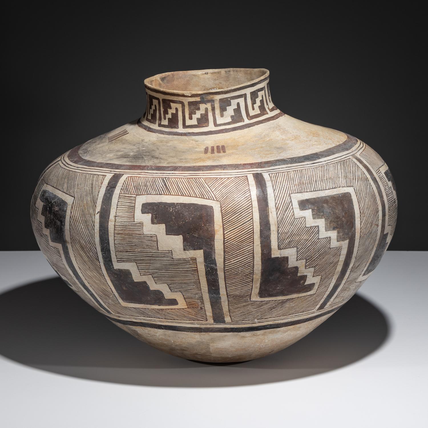 Massive Ancestral Pueblo, Snowflake Black-on-White Pottery Olla