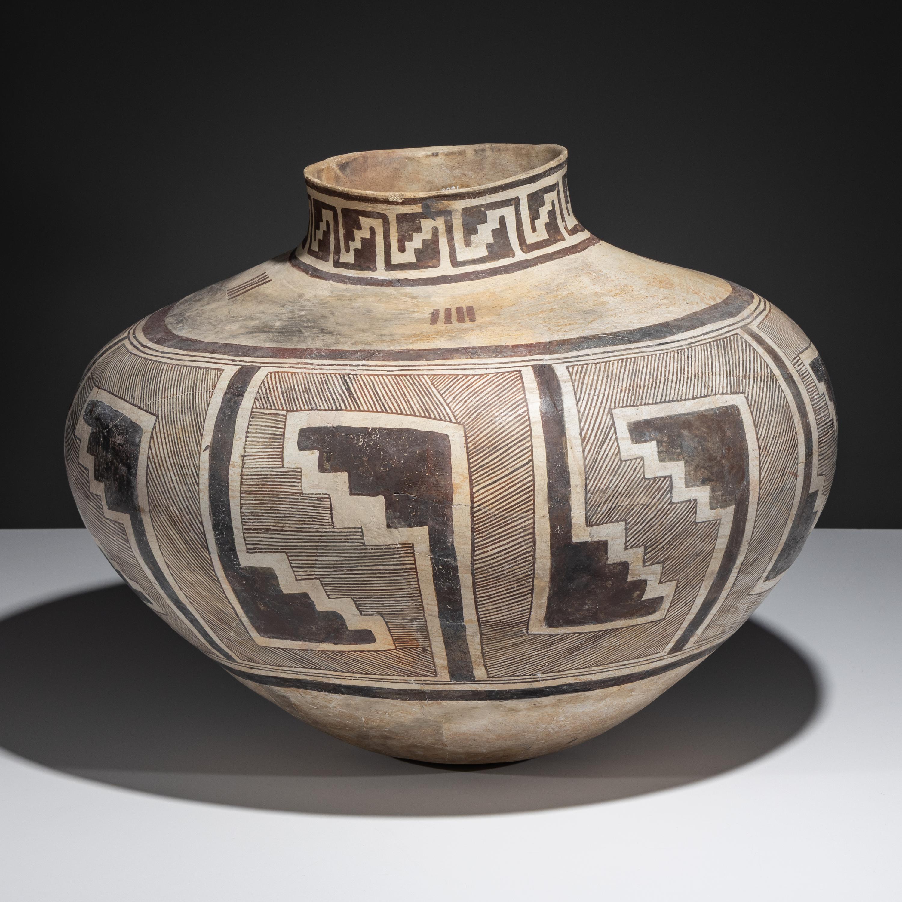 Massive Ancestral Pueblo, Snowflake Black-on-White Pottery Olla