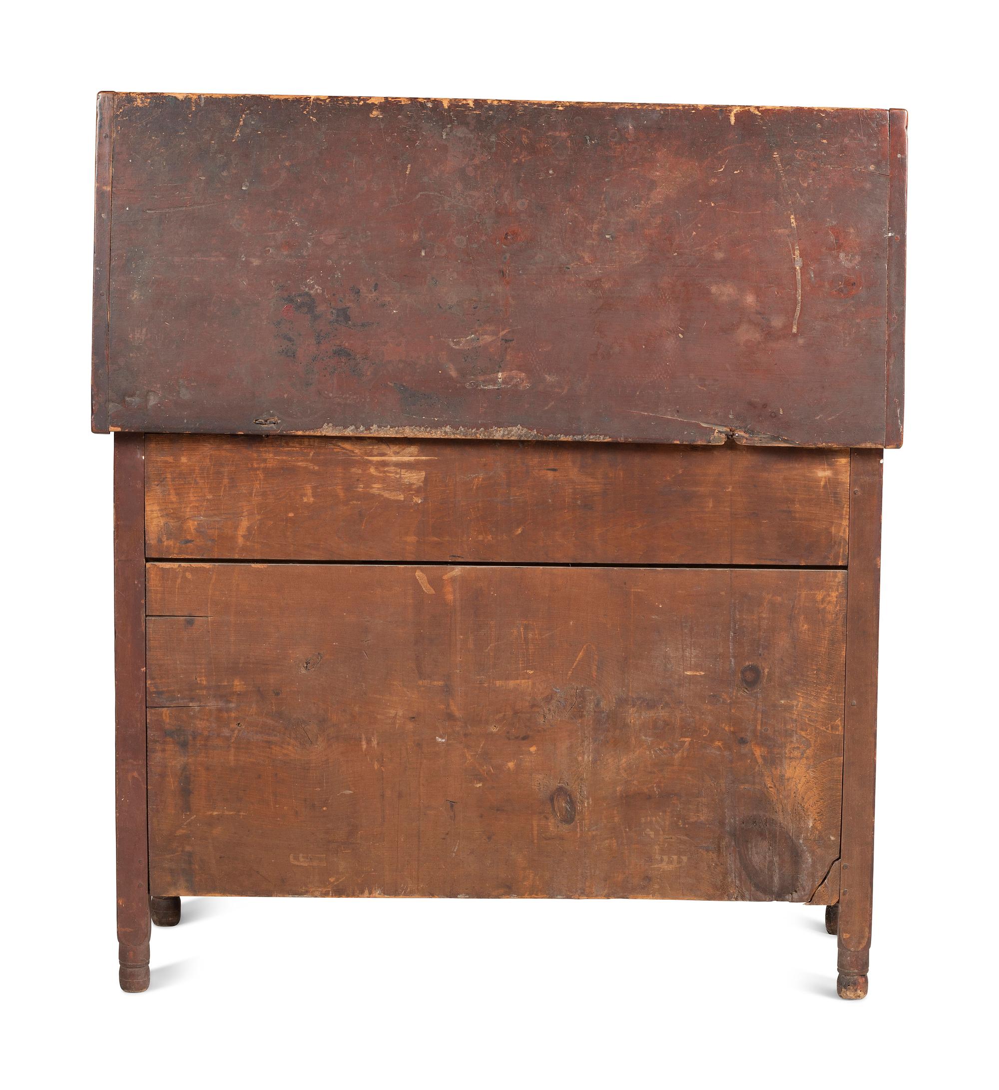 A Country Paneled Red Painted Pine and Maple One-Drawer Blanket Chest, Early 18th Century