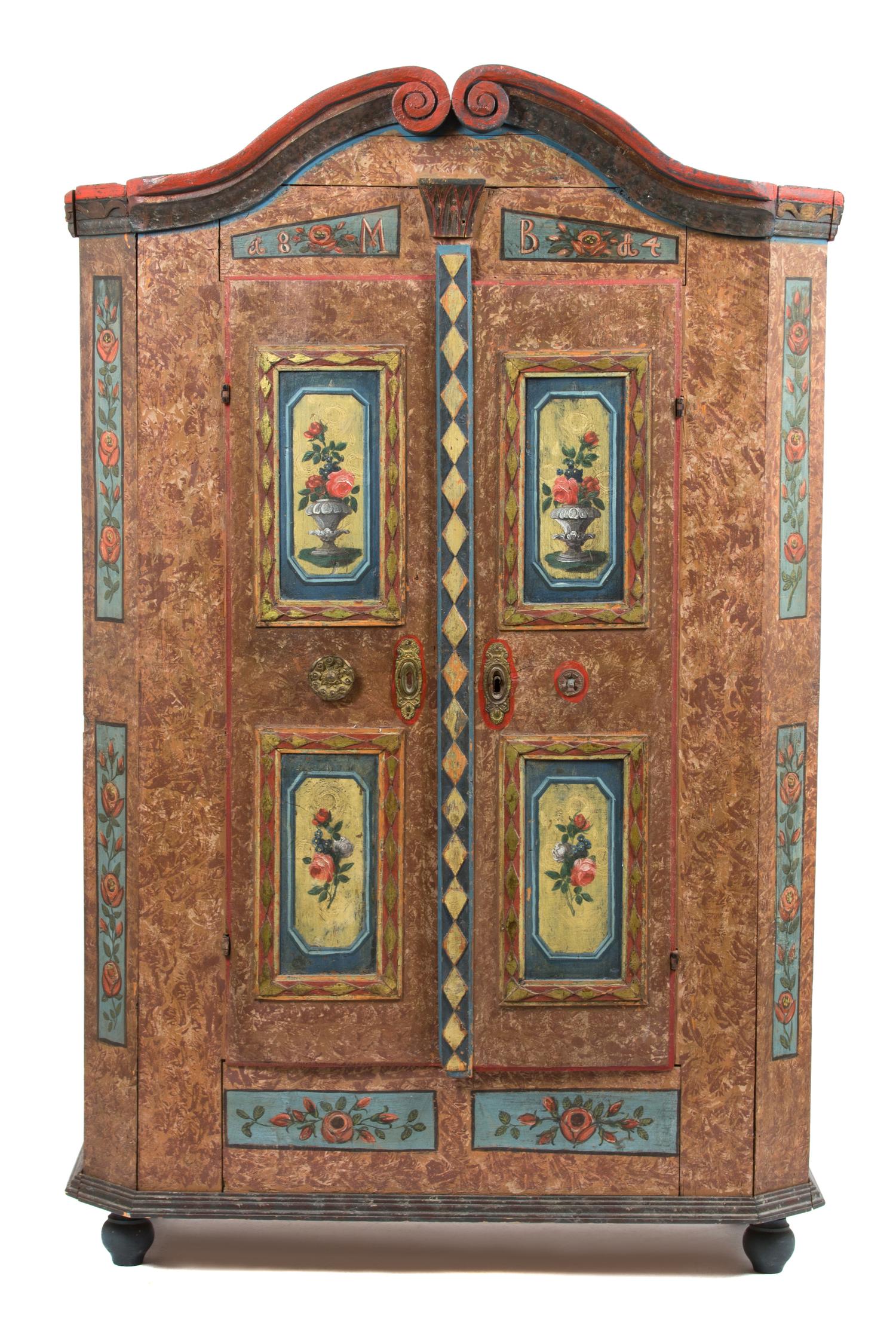A Continental Painted Pine Armoire Height 78 x width 48 x depth 20 inches. — 19TH CENTURY