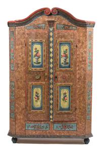 A Continental Painted Pine Armoire Height 78 x width 48 x depth 20 inches. — 19TH CENTURY