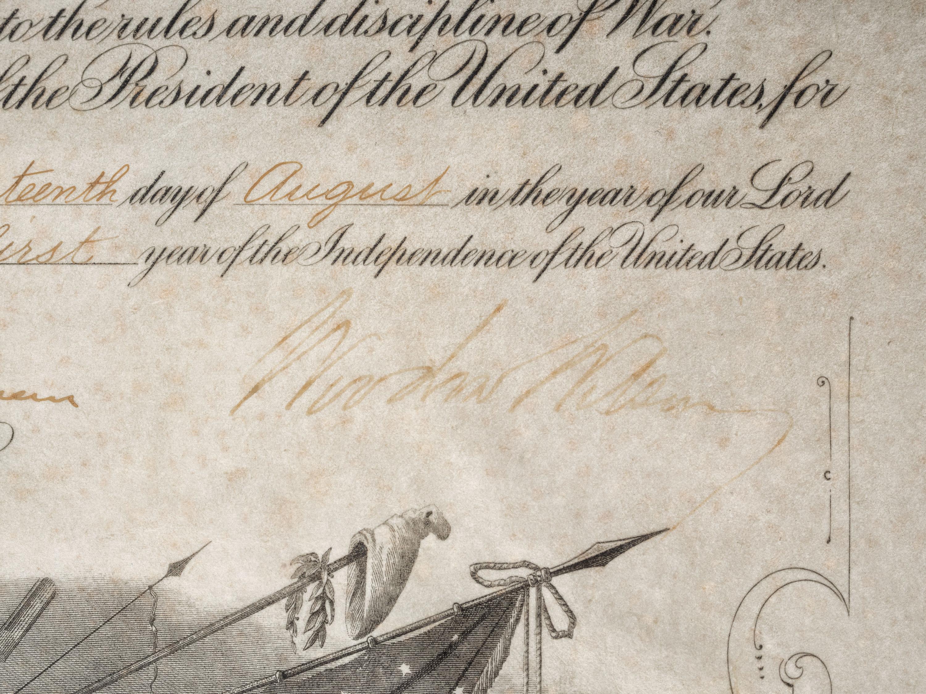 WILSON, Woodrow (1856-1924). A group of 3 items signed by Woodrow Wilson and Edith Bolling Wilson, highlighted by presidential signed appointment.