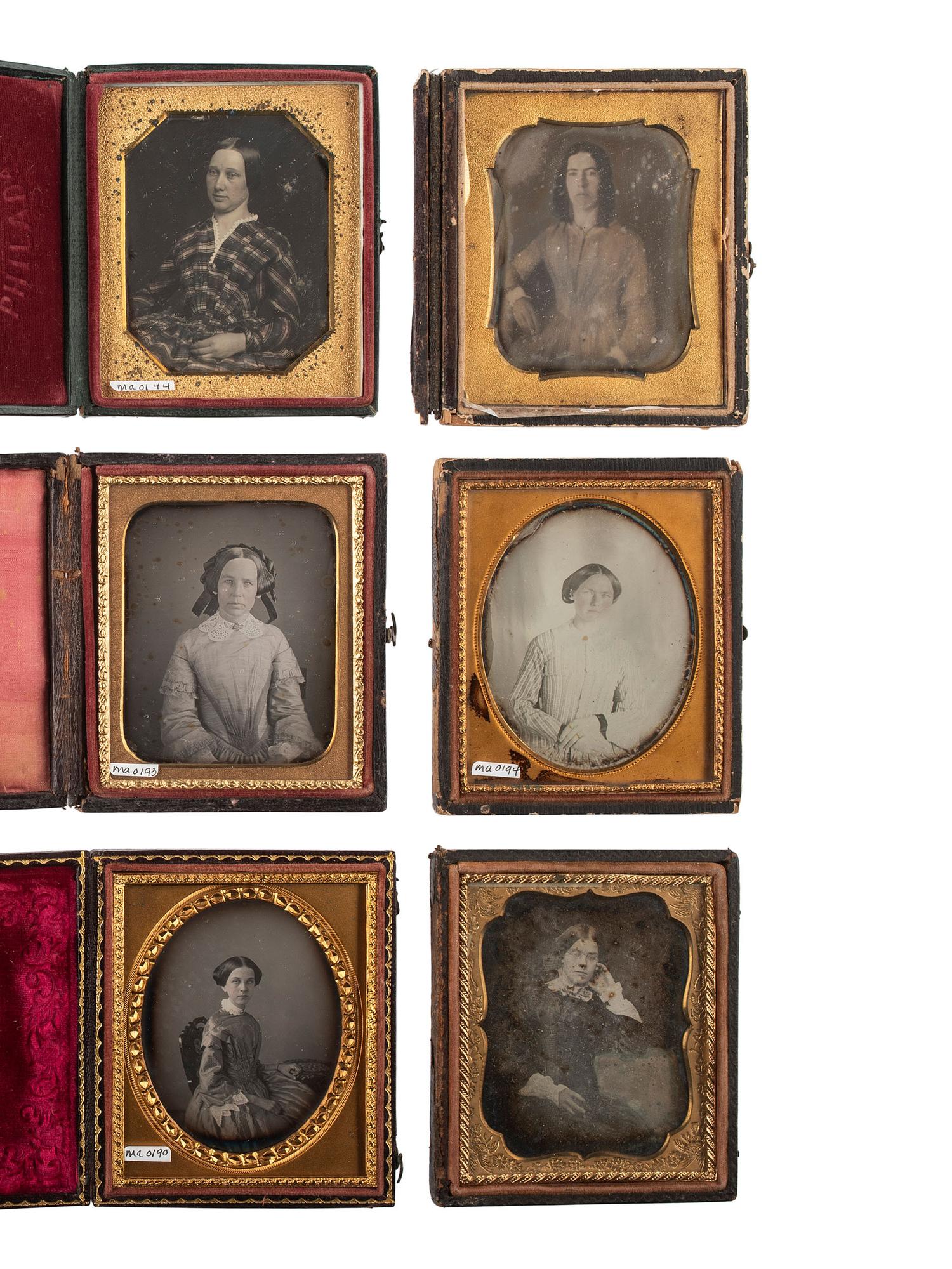[EARLY PHOTOGRAPHY]. 19 sixth plate daguerreotypes of women incl. COLLINS example