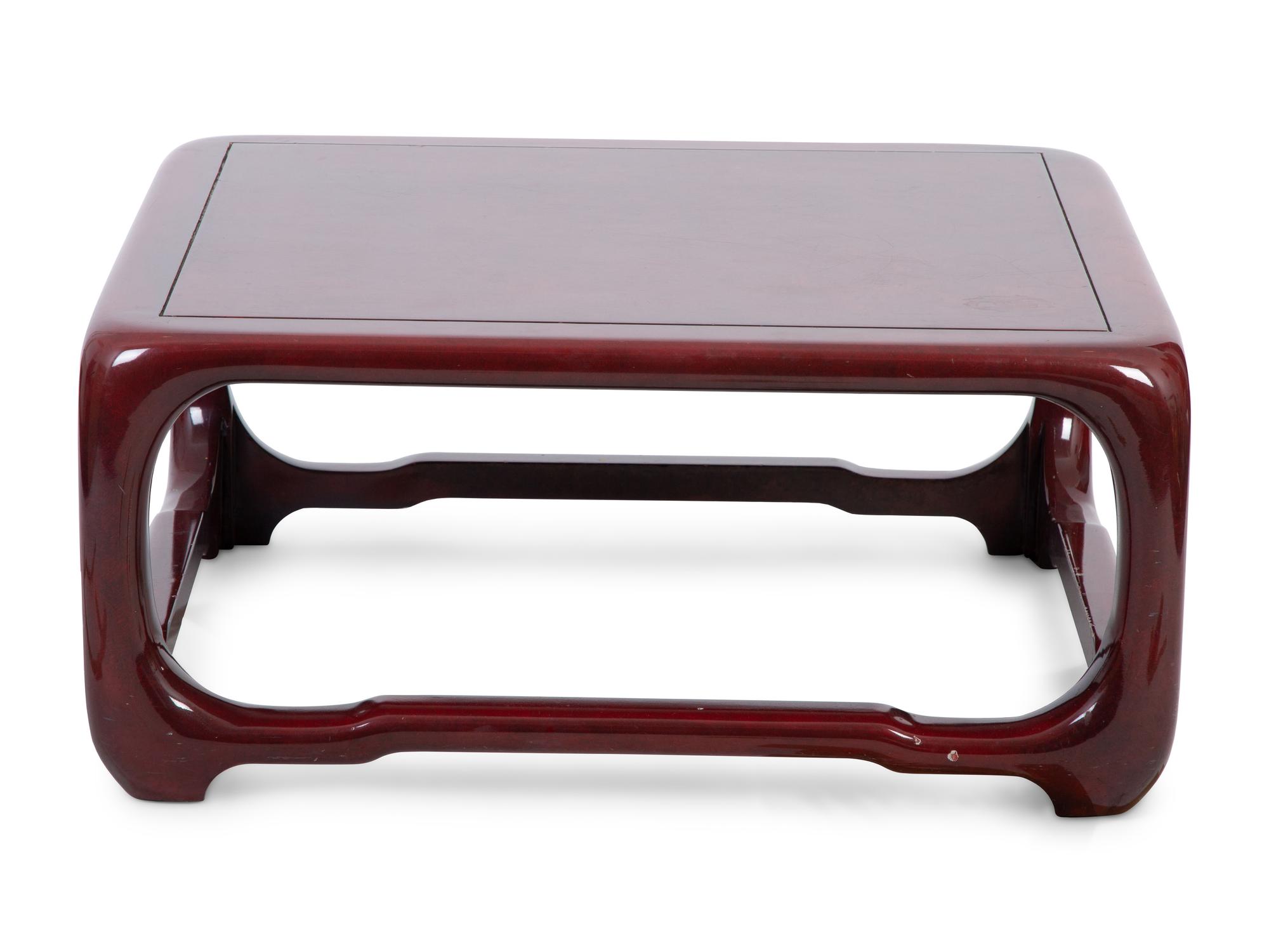 A Karl Springer Chinese Cube Red Lacquered Coffee Table — 20TH CENTURY