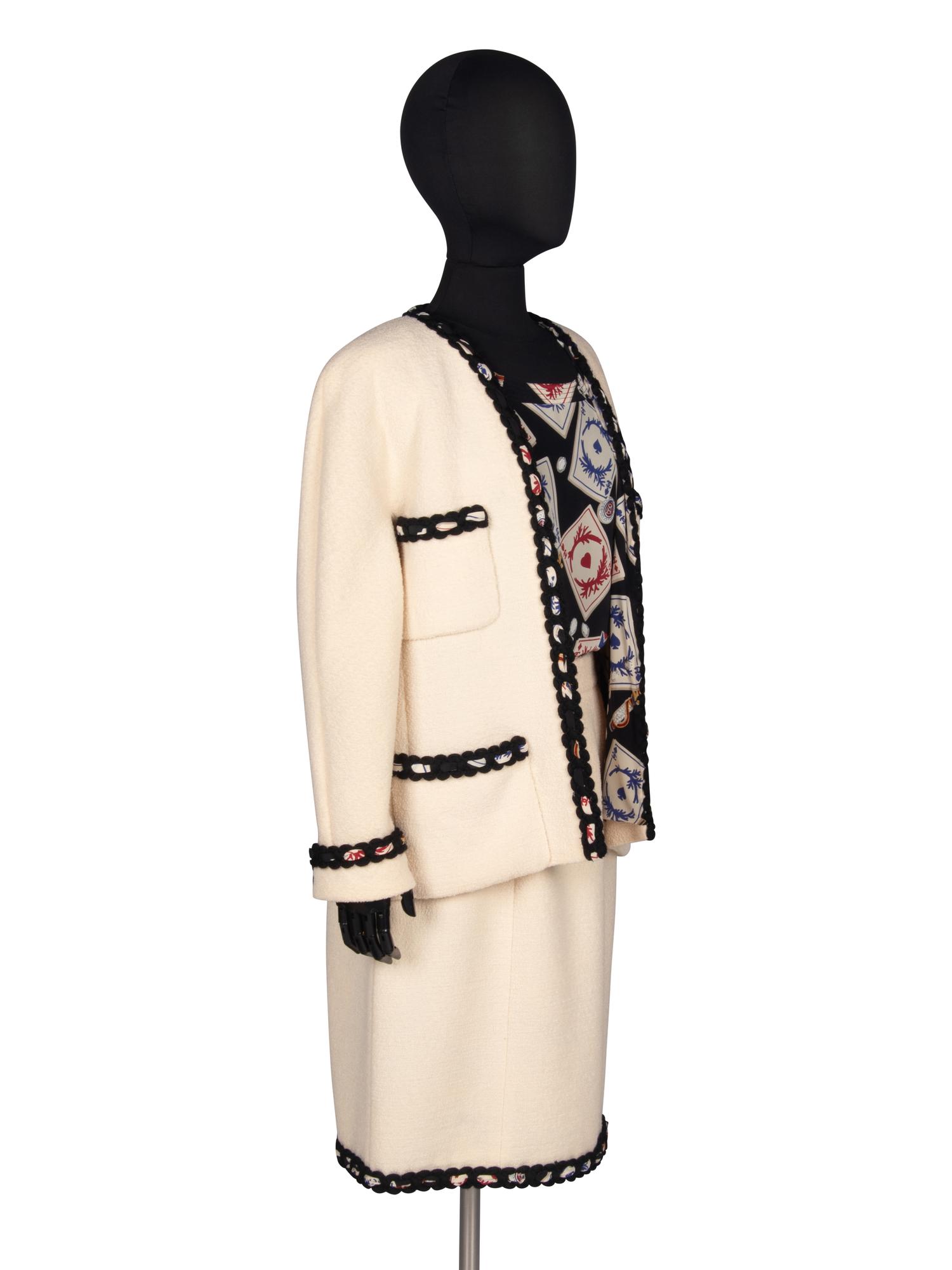 Chanel Tweed Skirt Suit with Blouse, 1991