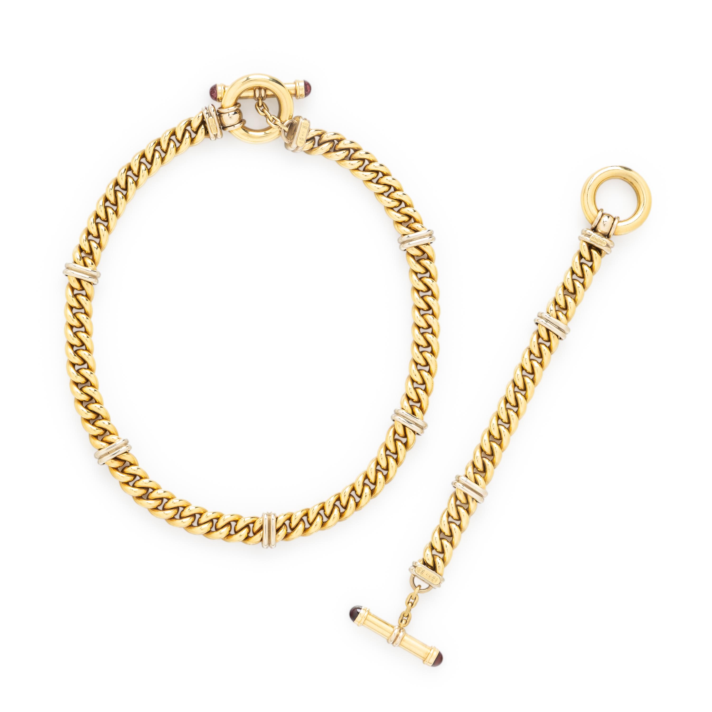 Signoretti, Yellow Gold Toggle Chain Necklace and Bracelet