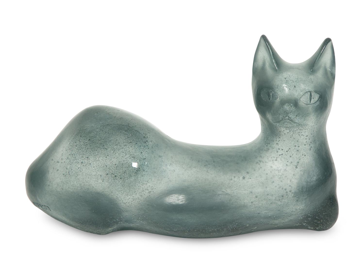 A Daum Pâte de Verre Recumbent Cat