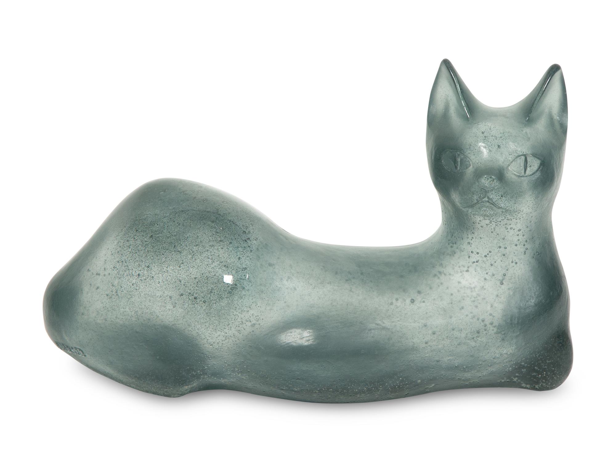 A Daum Pâte de Verre Recumbent Cat