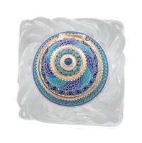 A Russian Silver and Enameled Cut Glass Inkwell