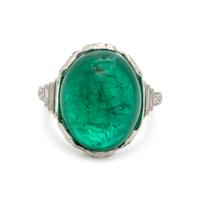 ART DECO, EMERALD AND DIAMOND RING