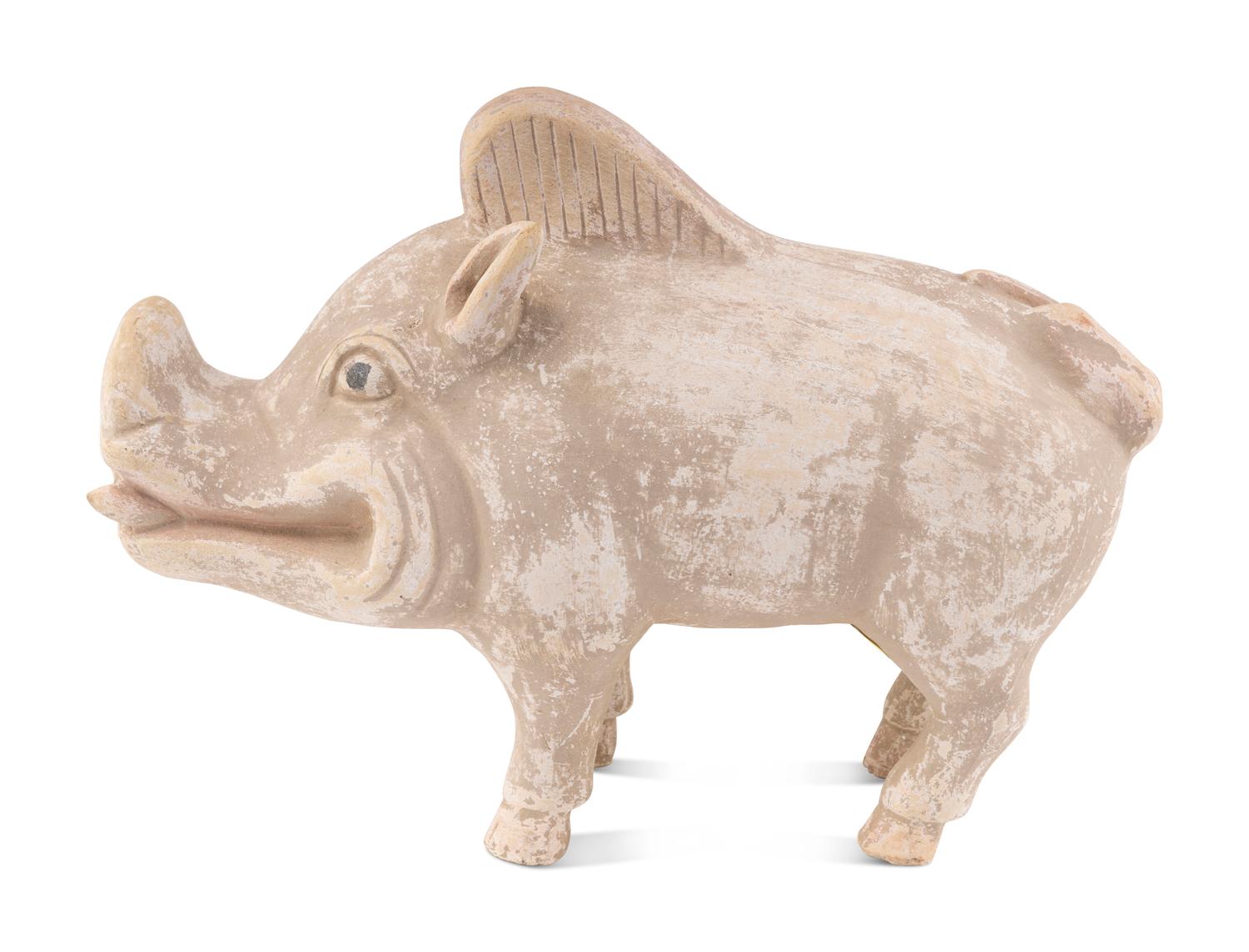 A Chinese Pottery Figure of a Boar