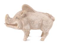A Chinese Pottery Figure of a Boar