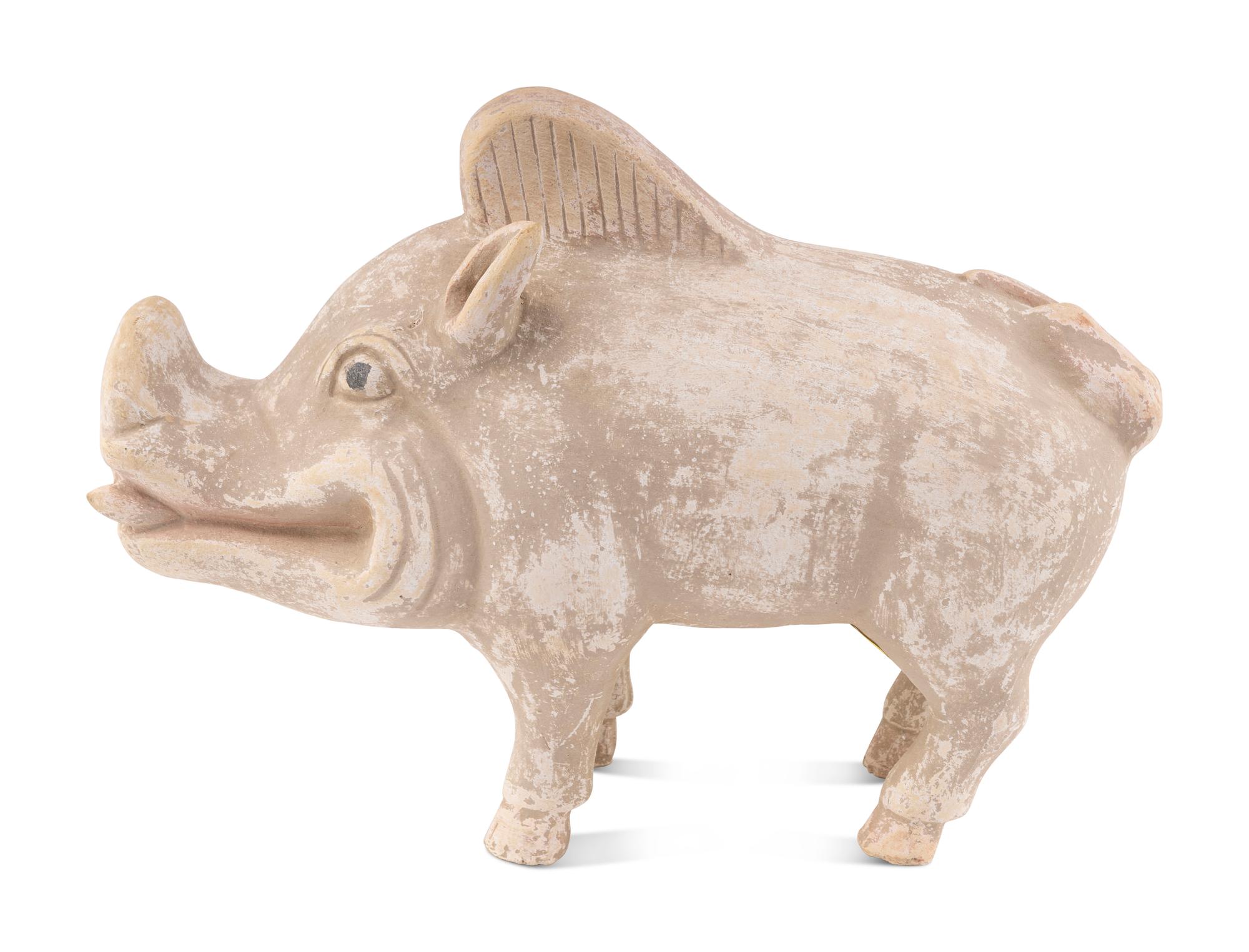 A Chinese Pottery Figure of a Boar