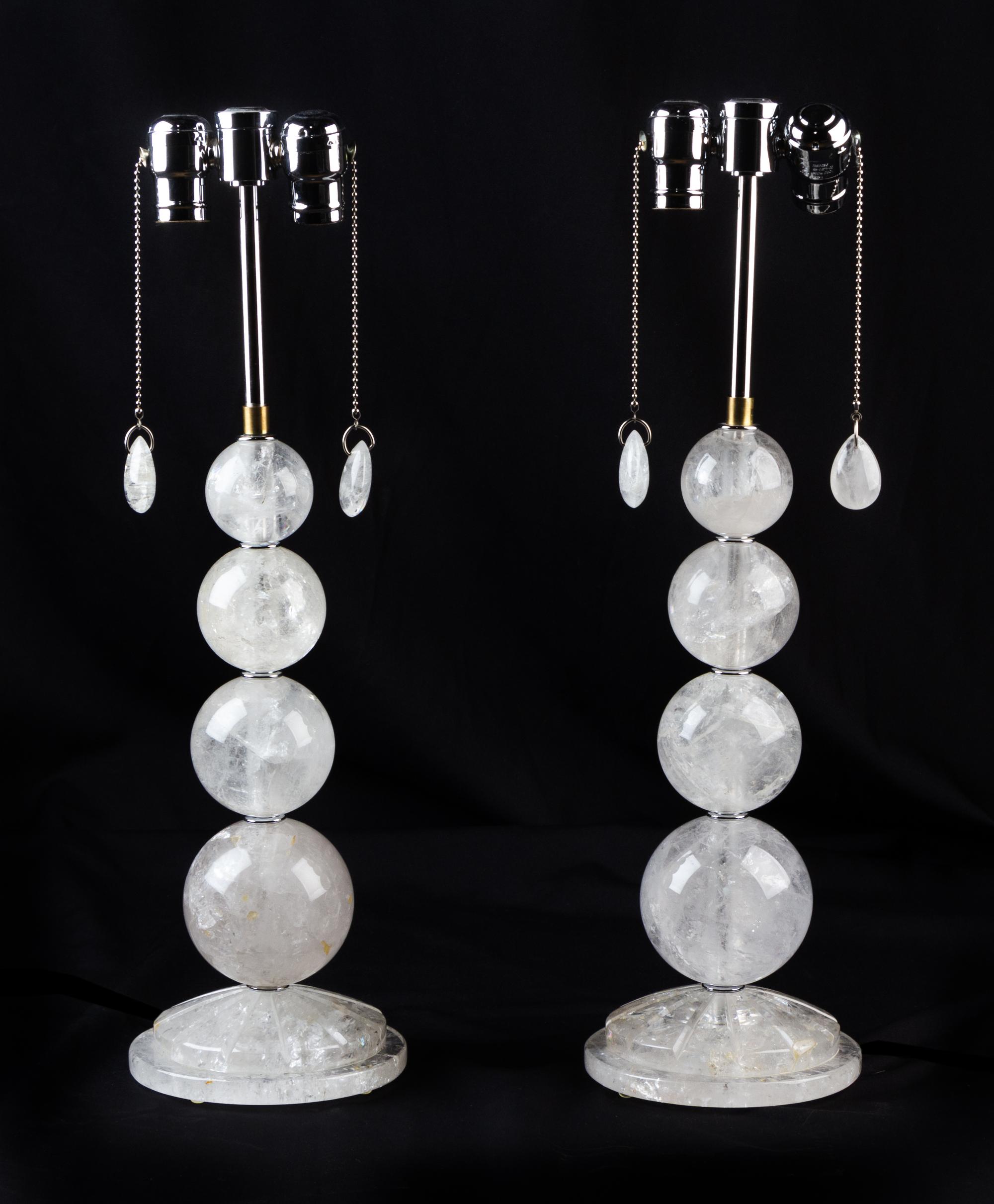 A Pair of Rock Crystal Table Lamps Height overall 22 1/2 inches. — 20TH CENTURY