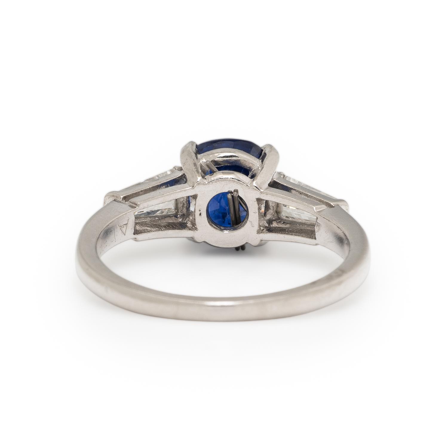 Sapphire, Diamond, and Platinum Ring