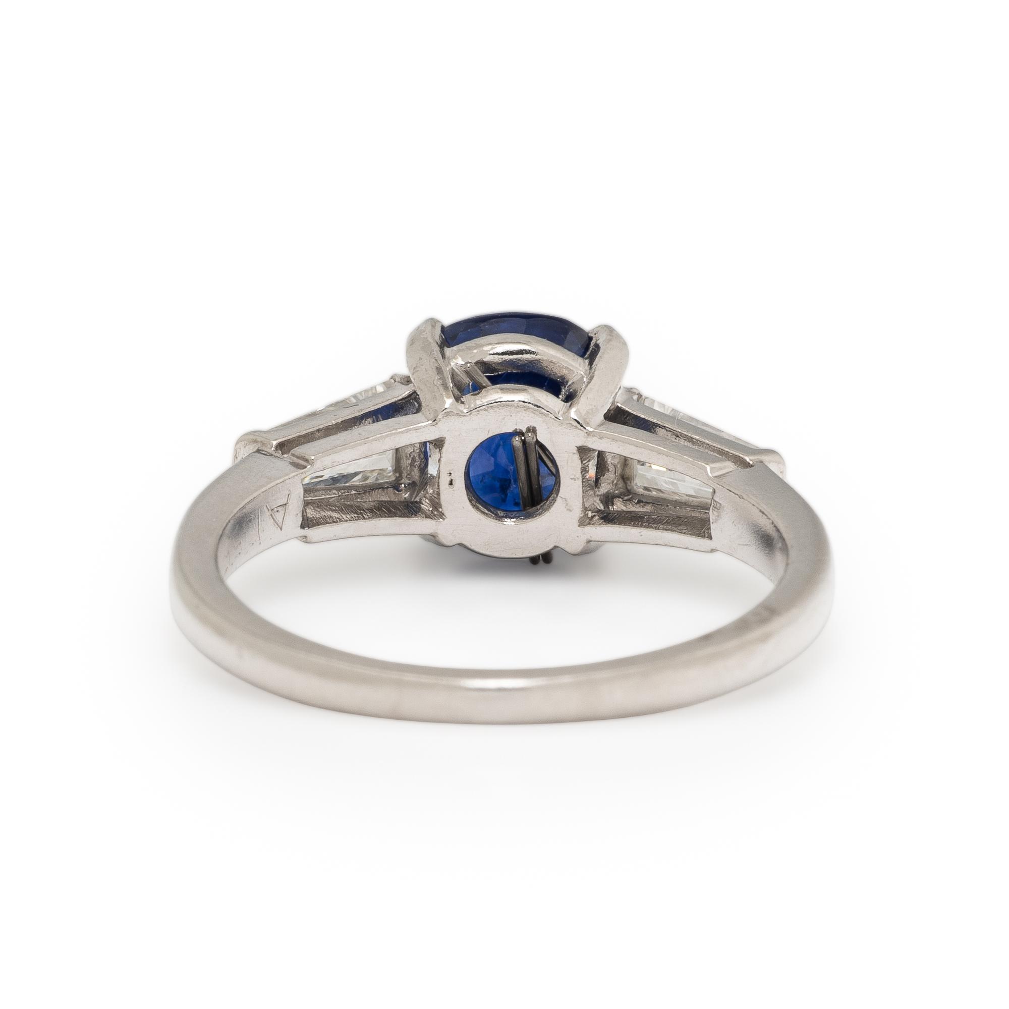 Sapphire, Diamond, and Platinum Ring